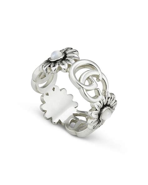 mother of ring gucci|Sterling Silver Marmont Mother of Pearl Flower & Interlocking G .